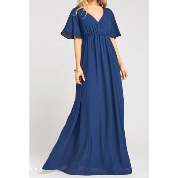 Show Me Your MuMu Emily Maxi Dress Rich Navy Crisp Small NWT - Picture 6 of 9